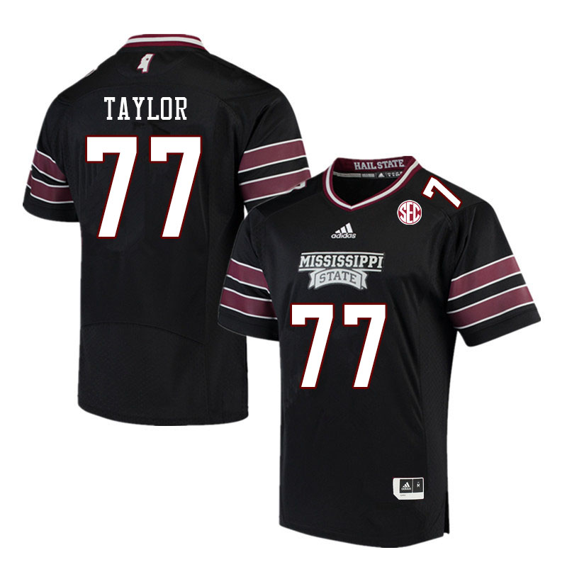 Men #77 Lucas Taylor Mississippi State Bulldogs College Football Jerseys Sale-Black - Click Image to Close